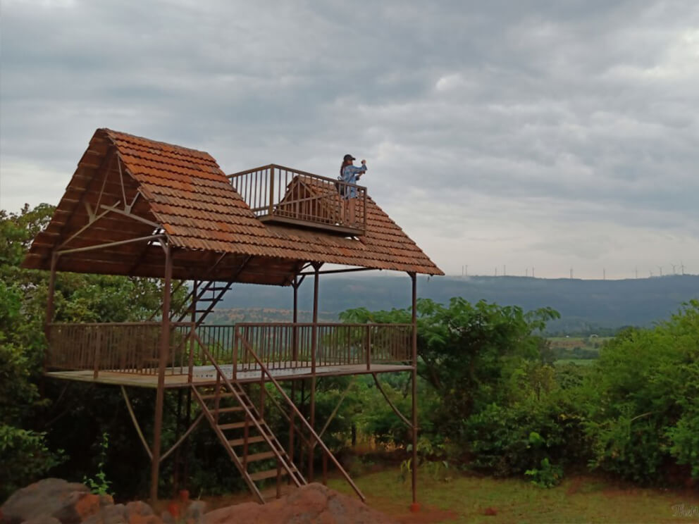 Wooden structure with balcony
