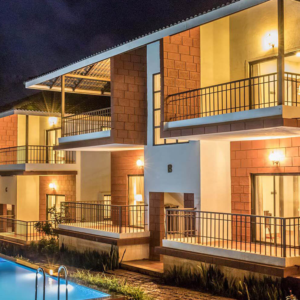Nighttime view of a resort